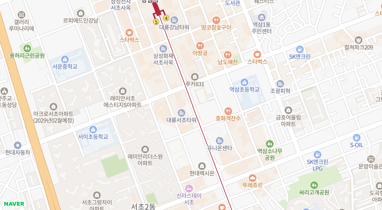 서초동 일대 지도