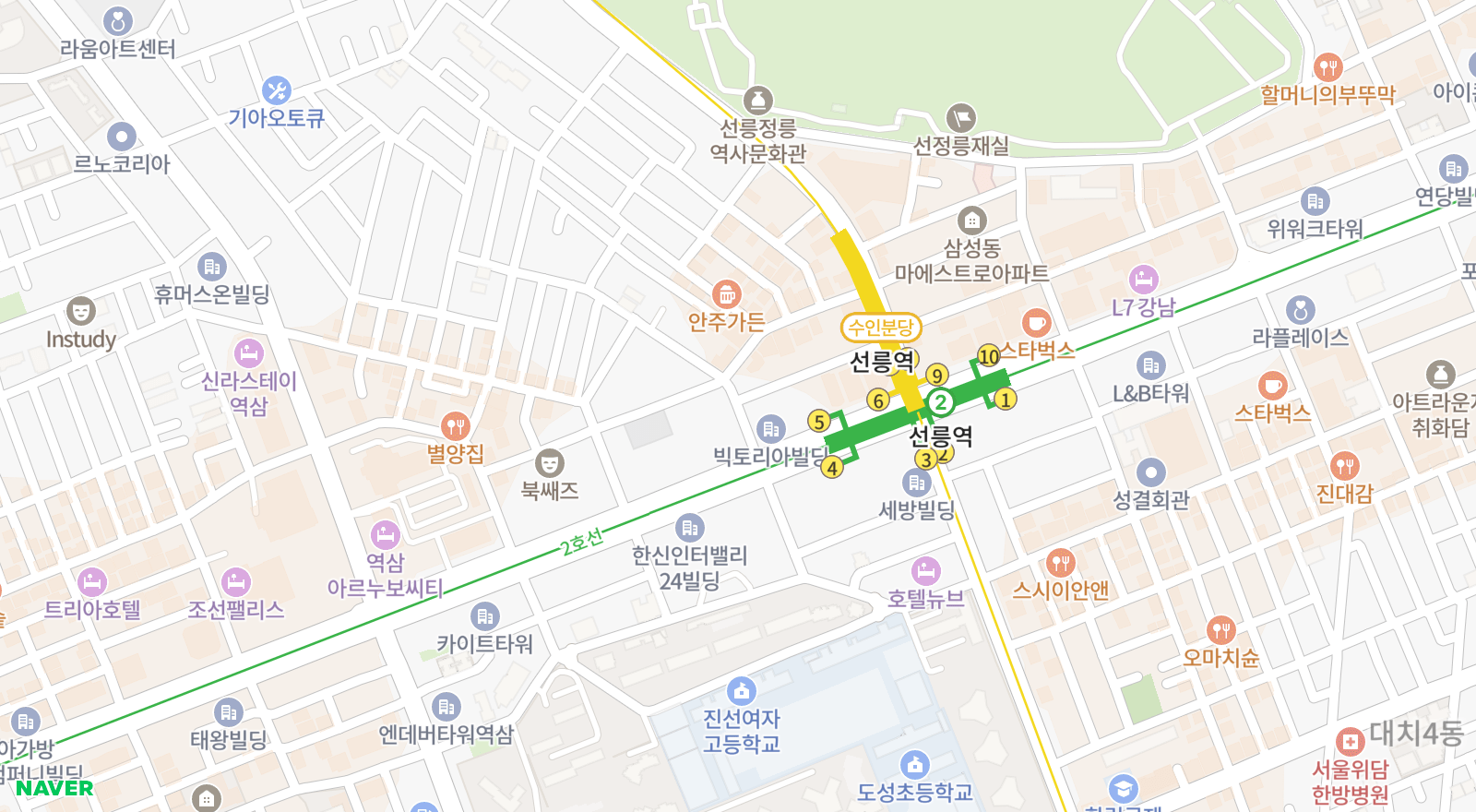 역삼동 일대 지도