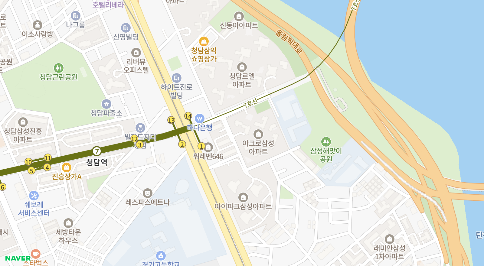 삼성동 일대 지도