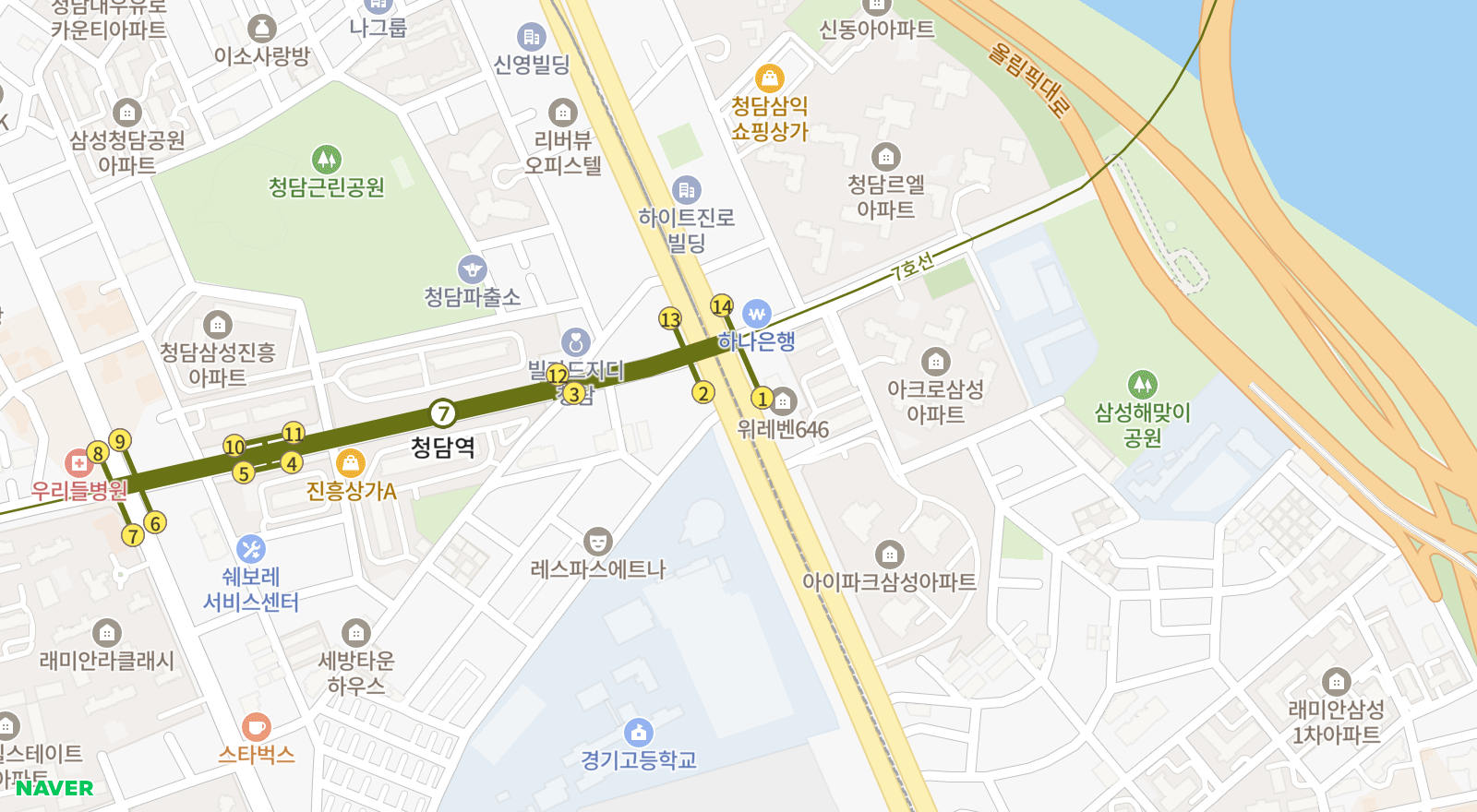 삼성동 일대 지도