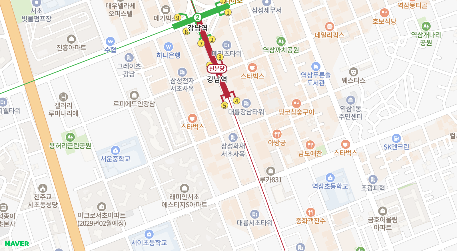역삼동 일대 지도