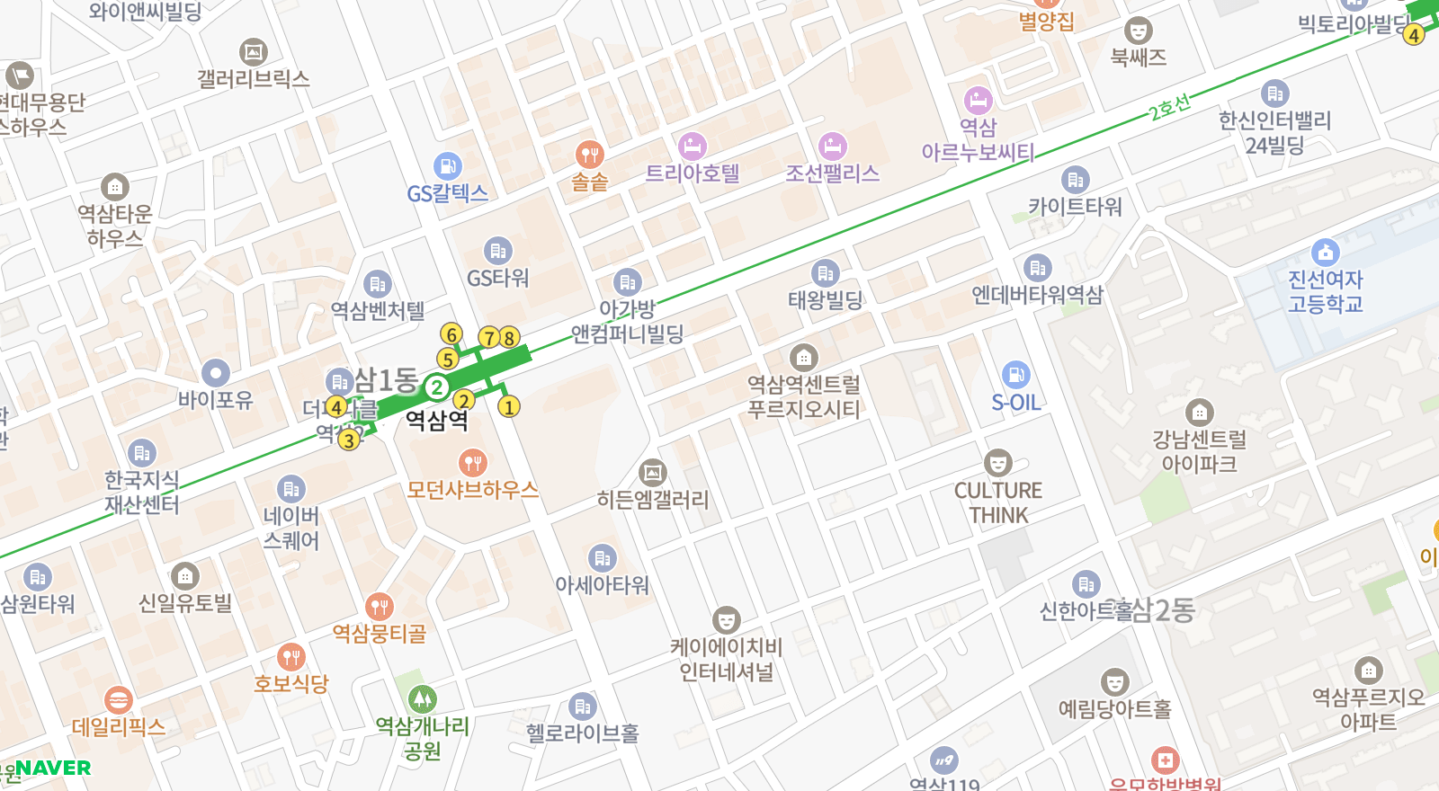 역삼동 일대 지도