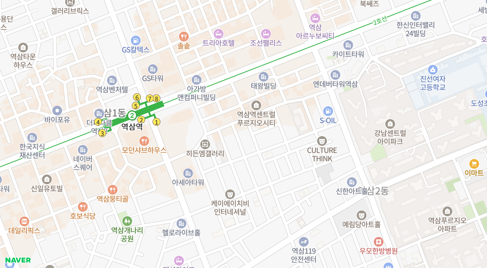 역삼동 일대 지도