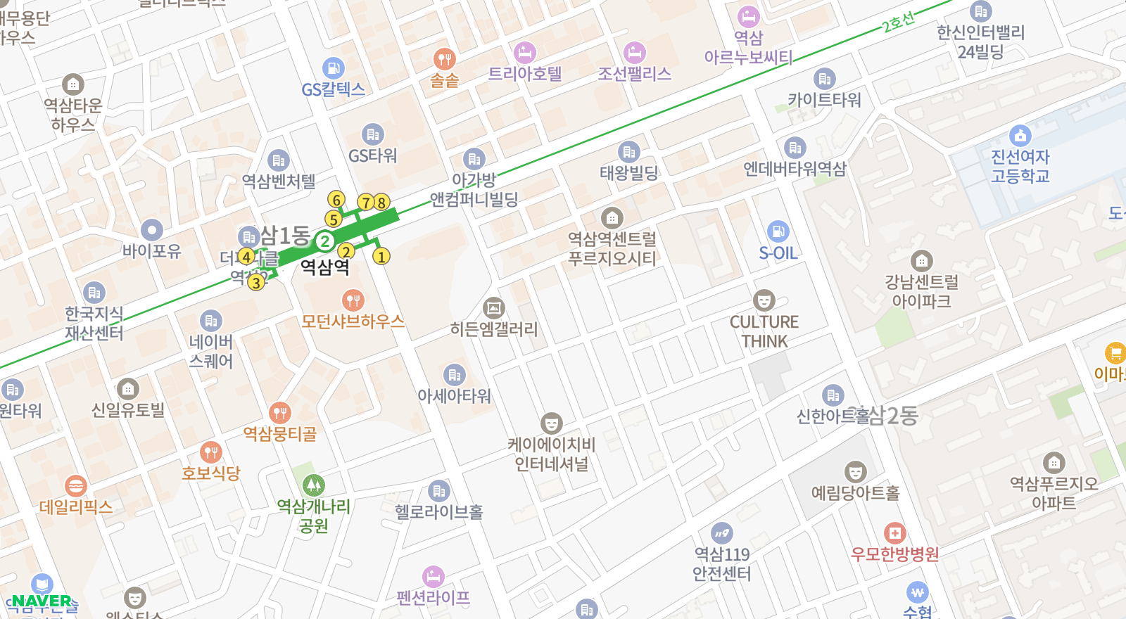 역삼동 일대 지도