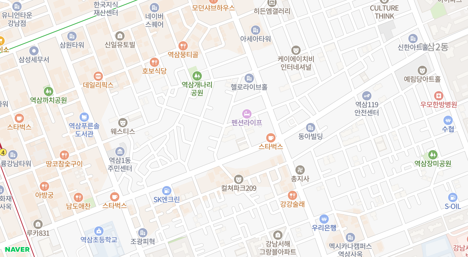 역삼동 일대 지도