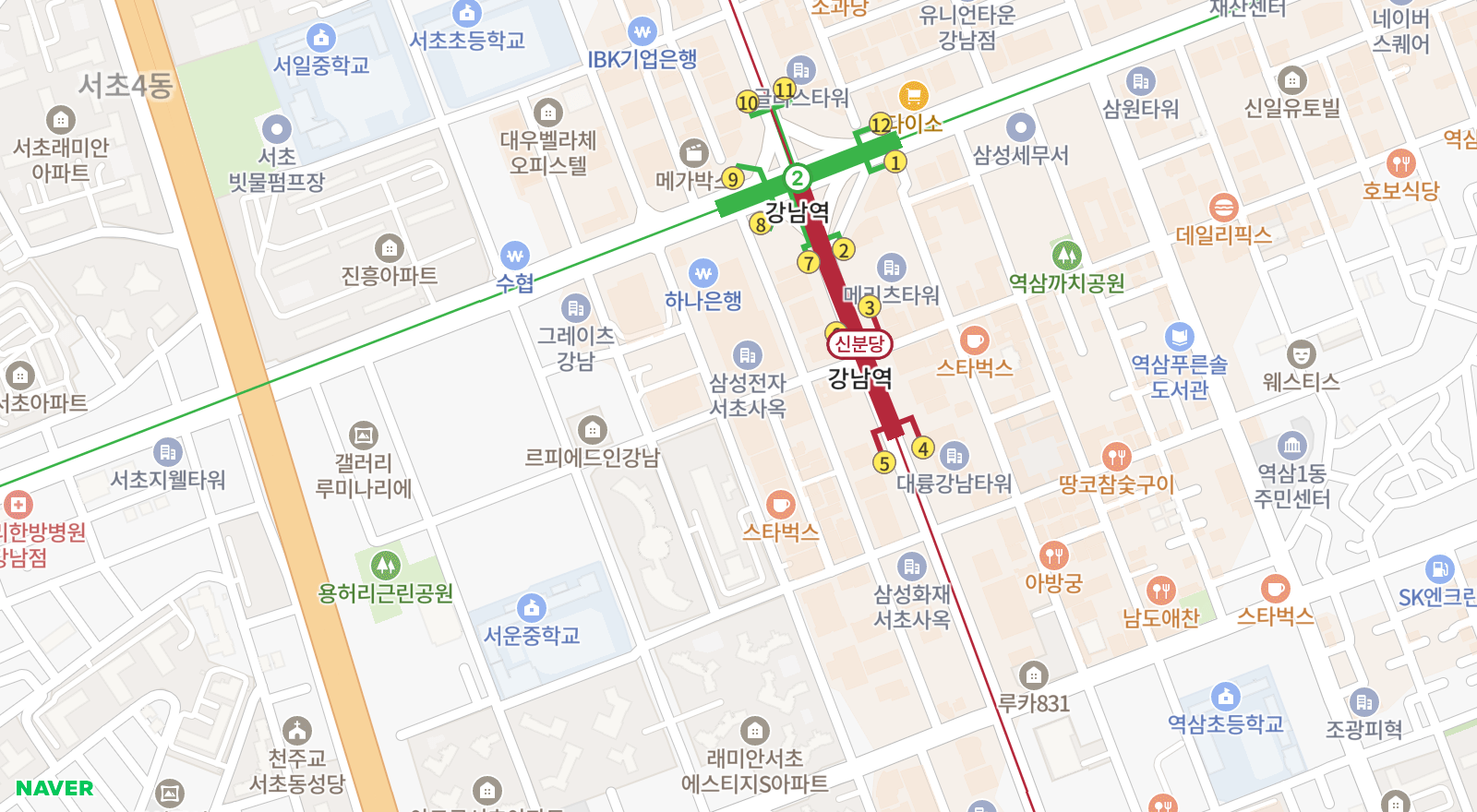 서초동 일대 지도