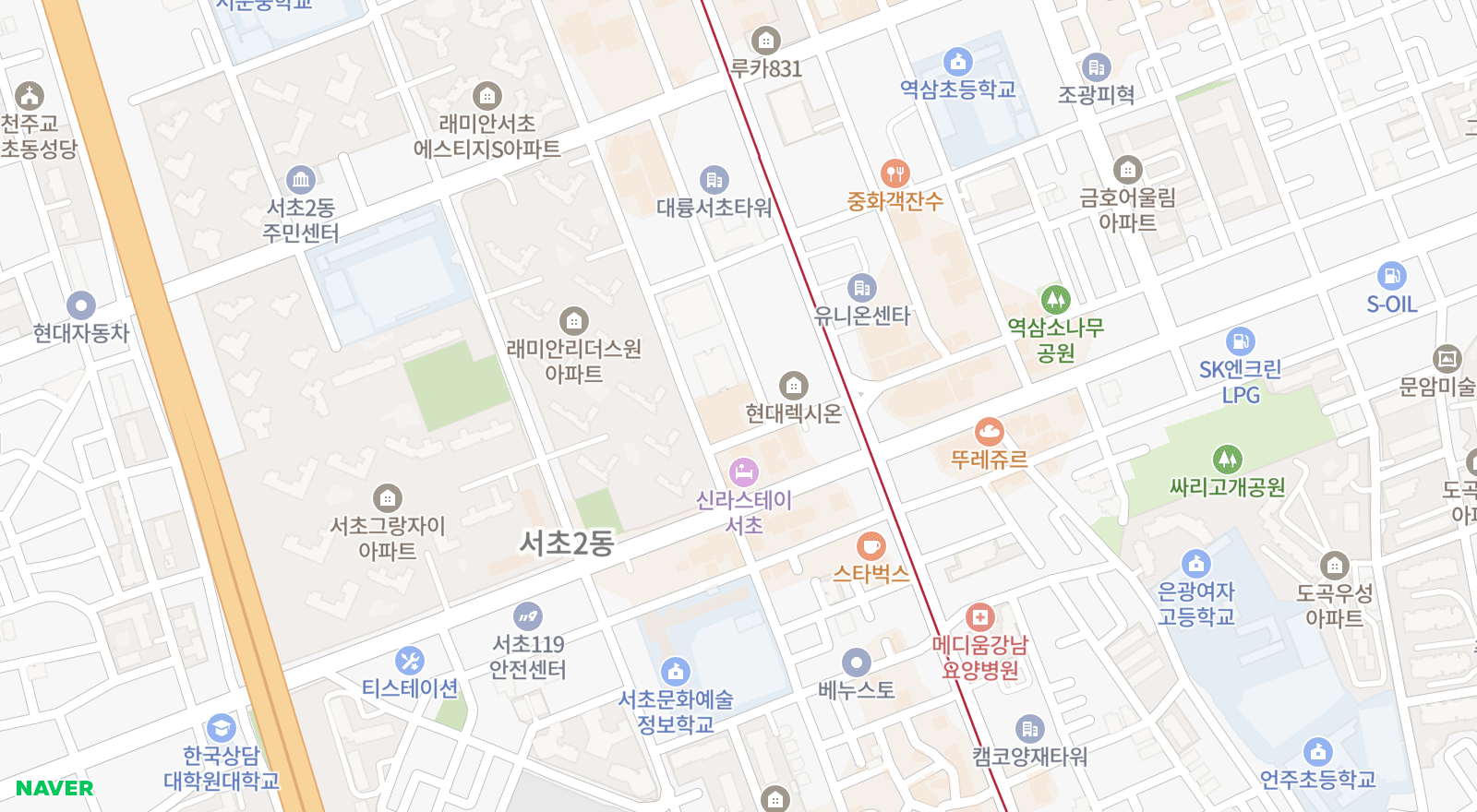 서초동 일대 지도