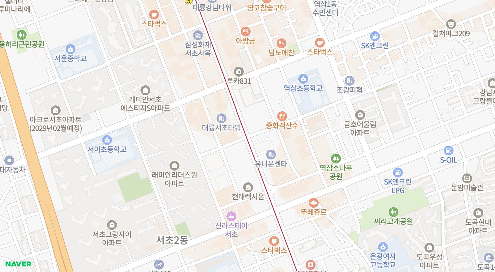 서초동 일대 지도