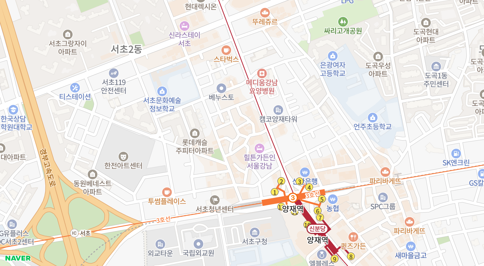 서초동 일대 지도