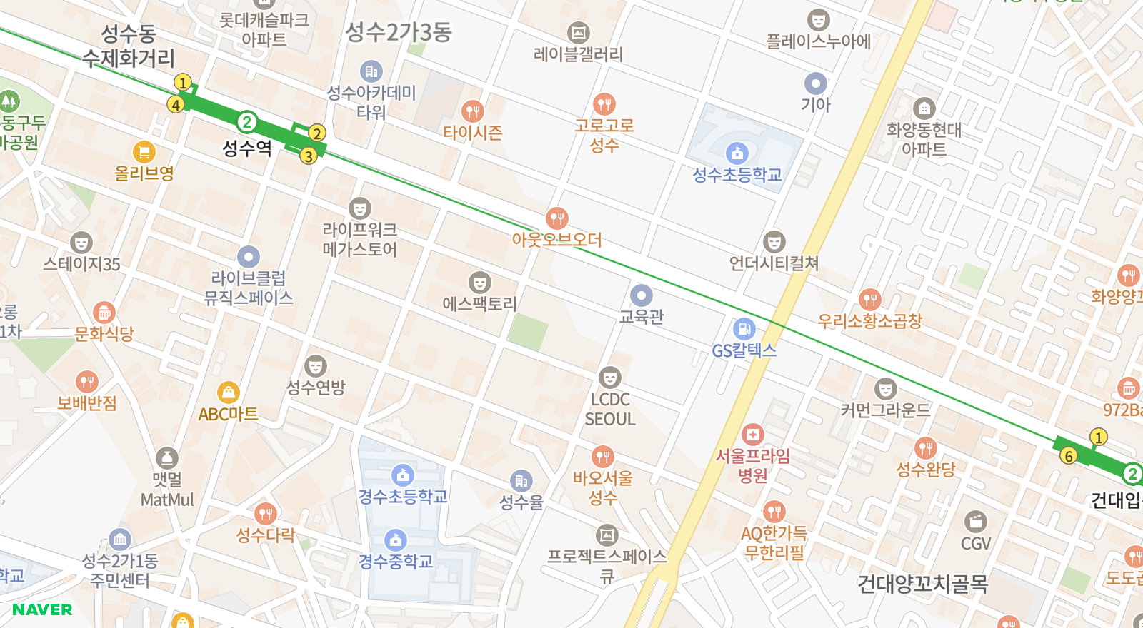 성수동2가 일대 지도