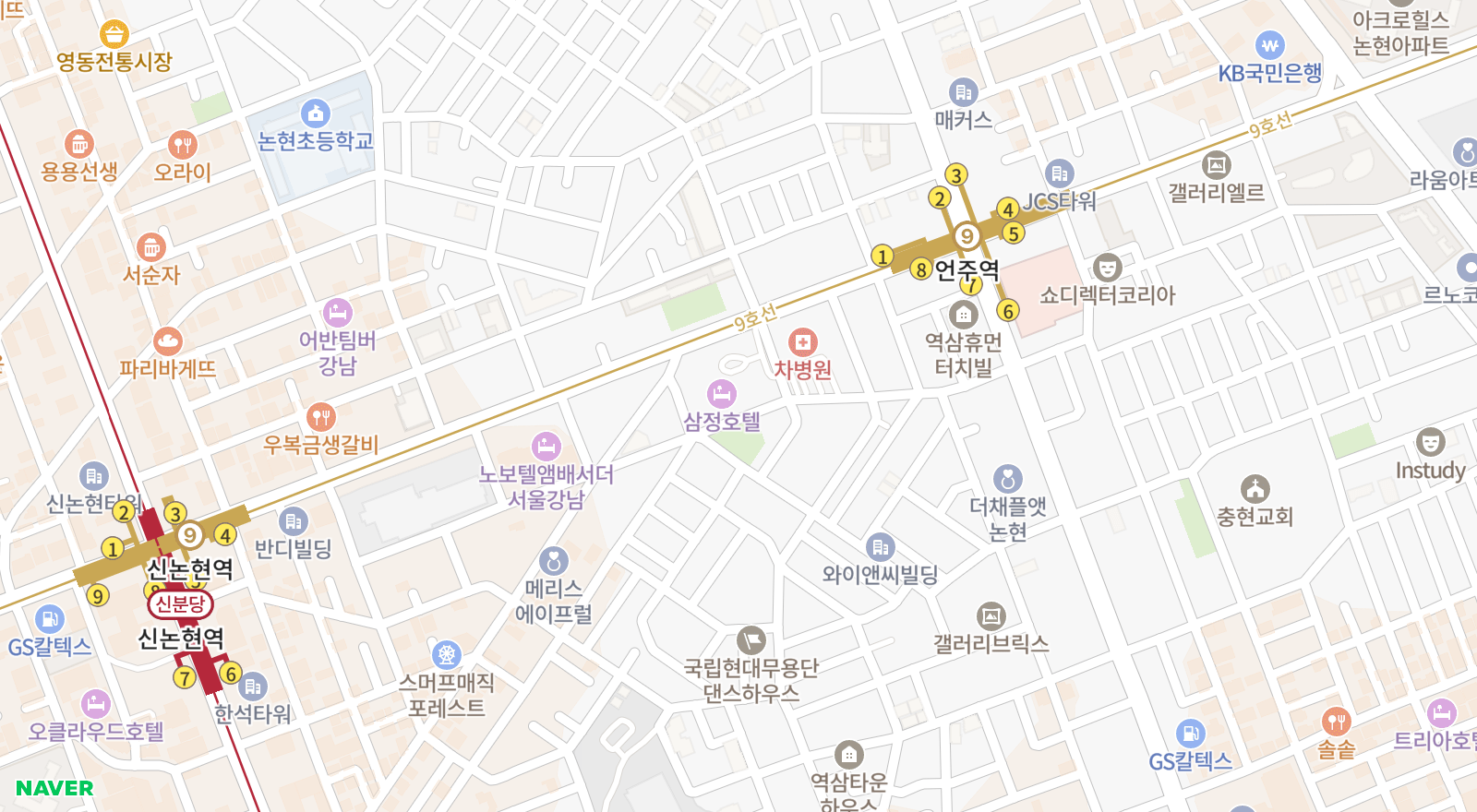 역삼동 일대 지도