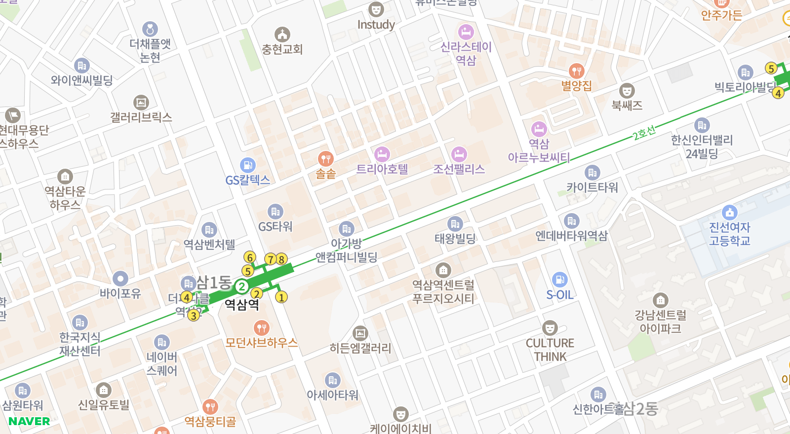 역삼동 일대 지도