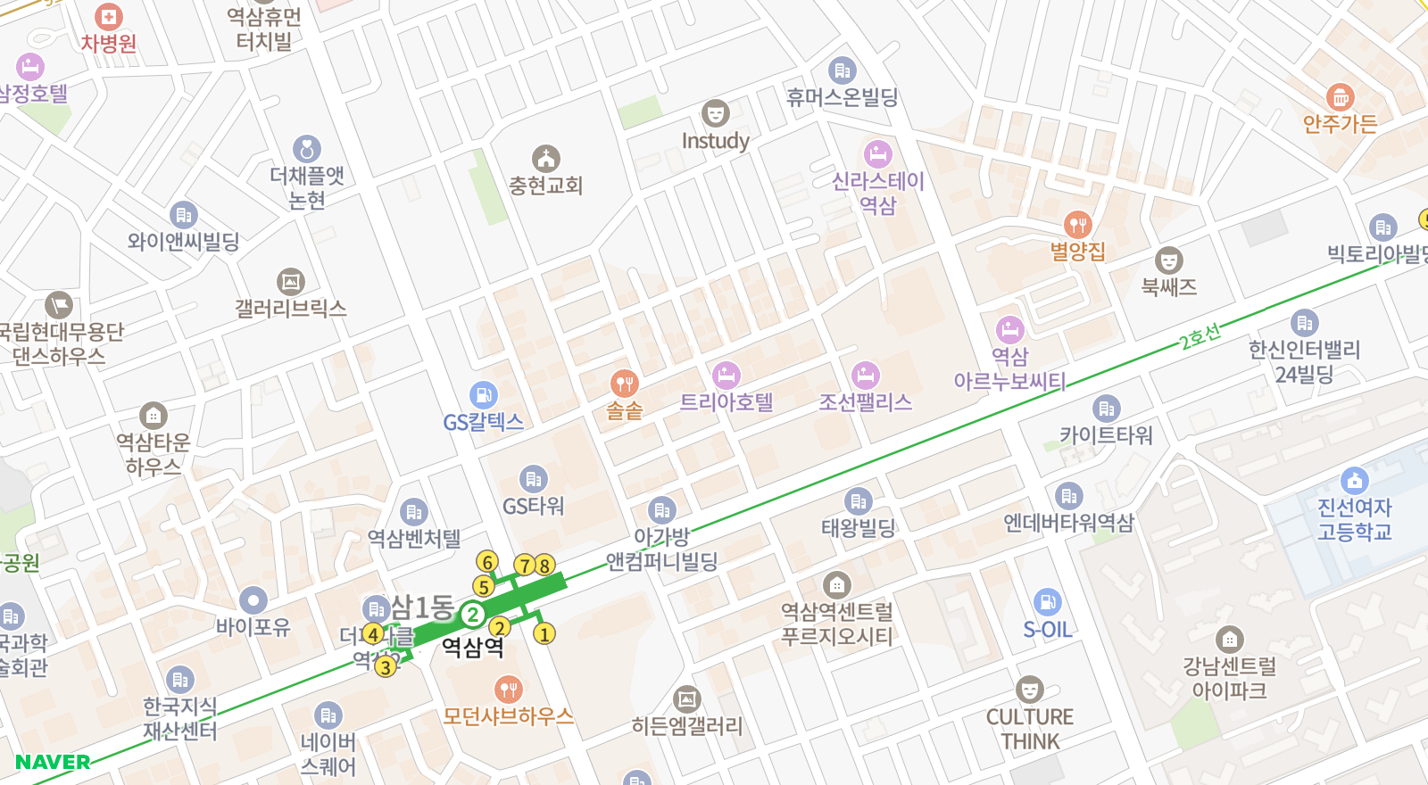 역삼동 일대 지도