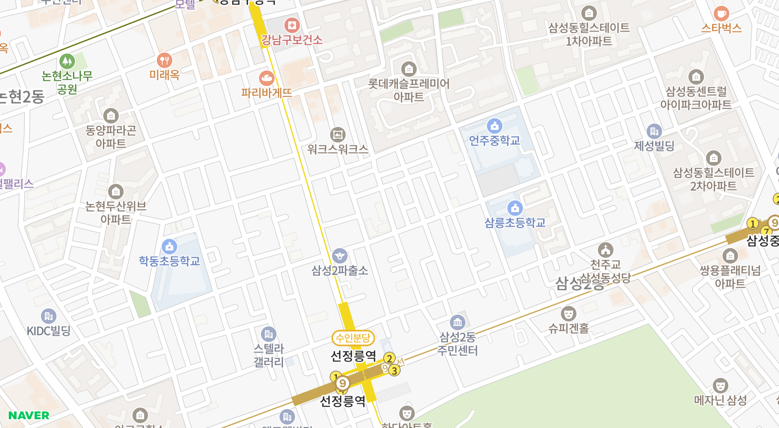 삼성동 일대 지도