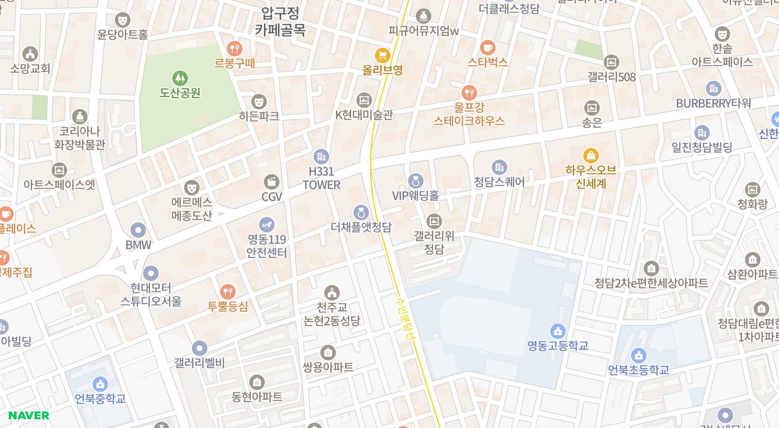 청담동 일대 지도