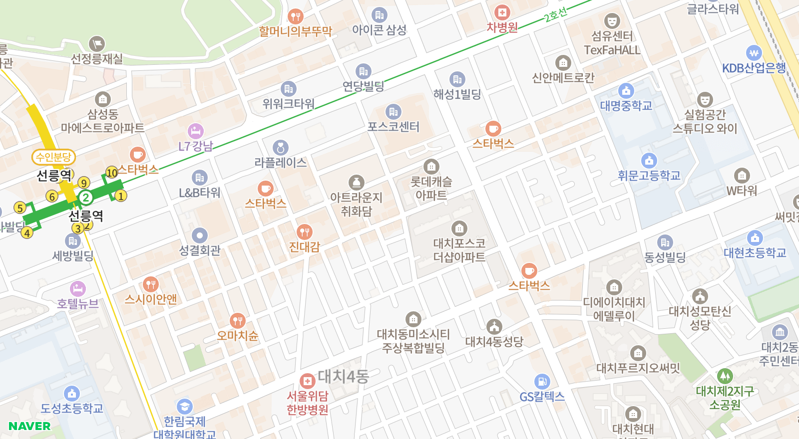 대치동 일대 지도