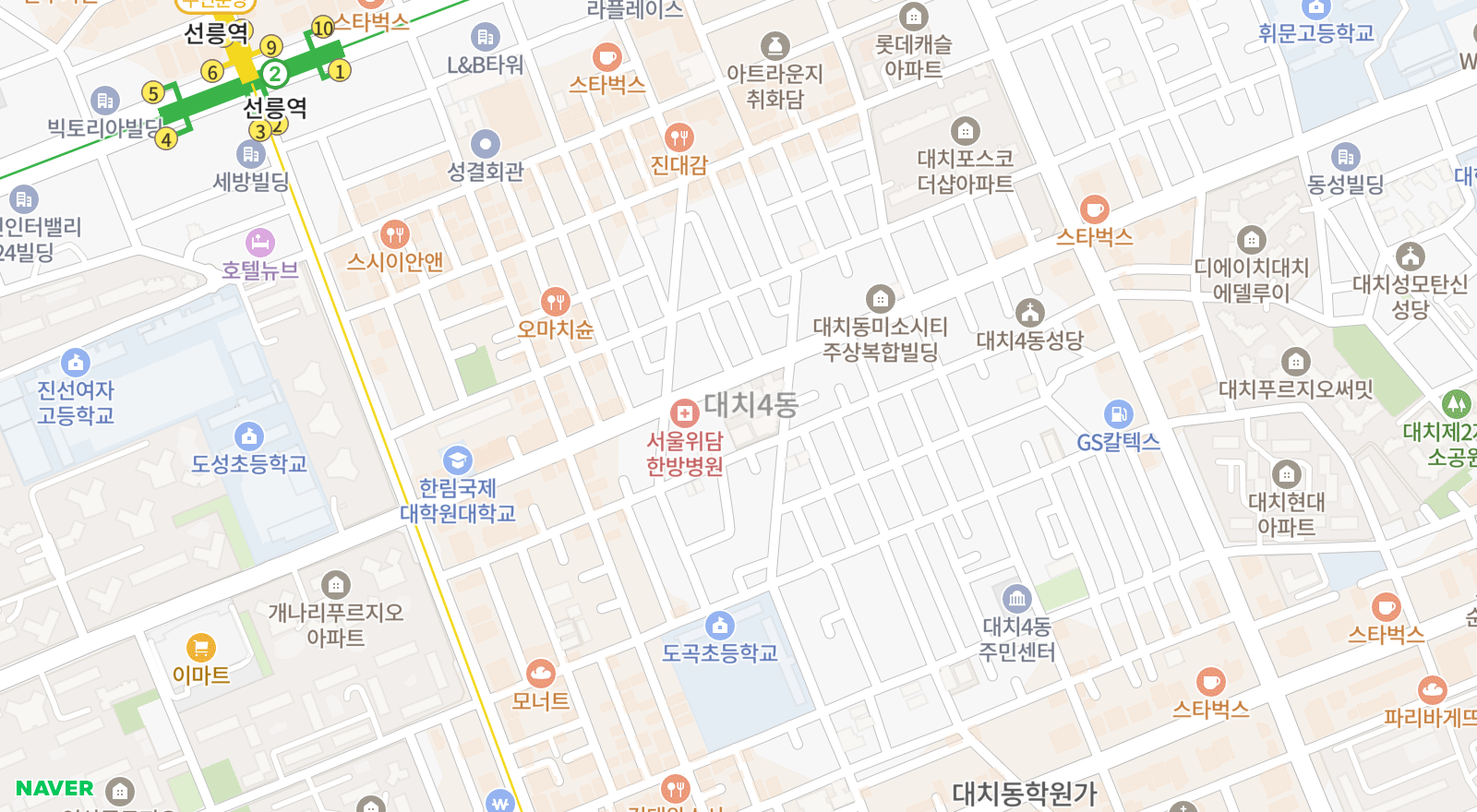 대치동 일대 지도
