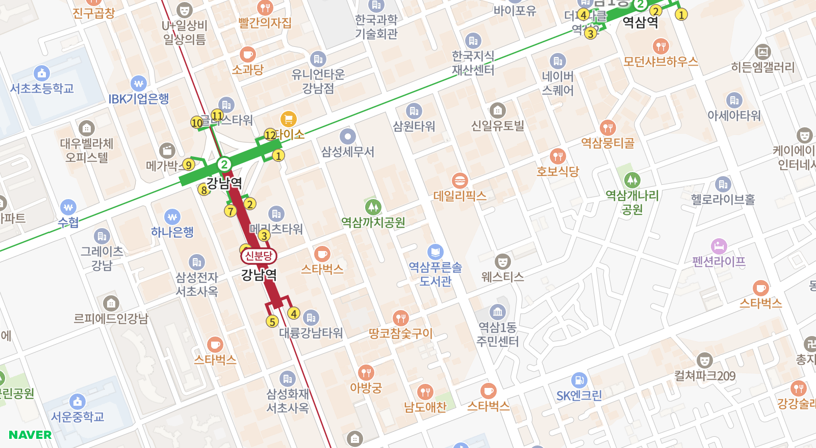 역삼동 일대 지도