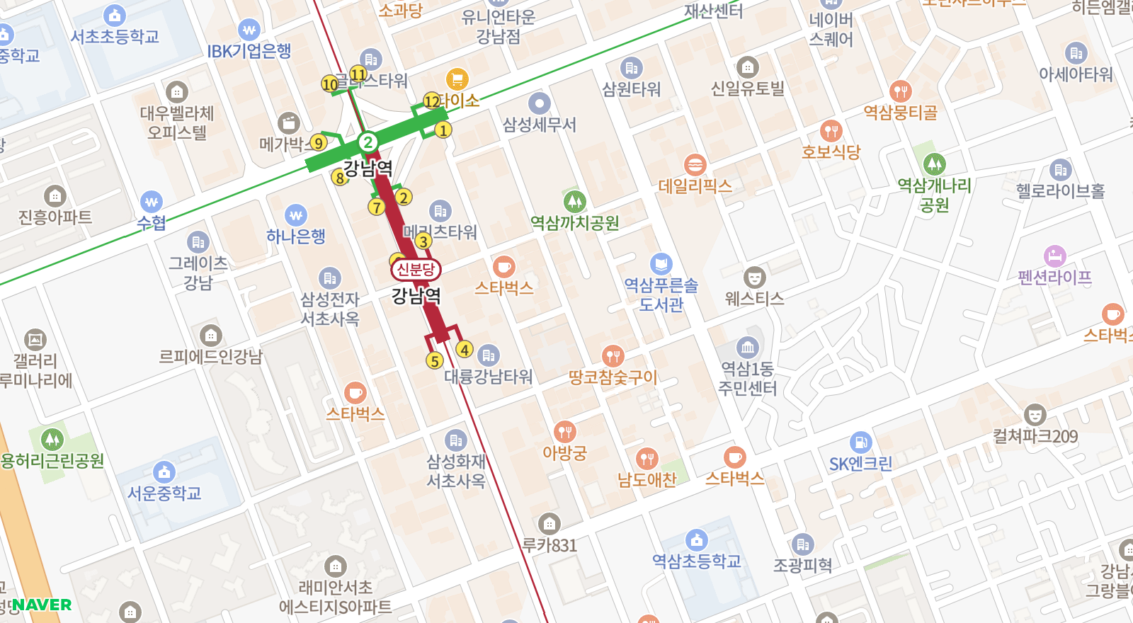 역삼동 일대 지도