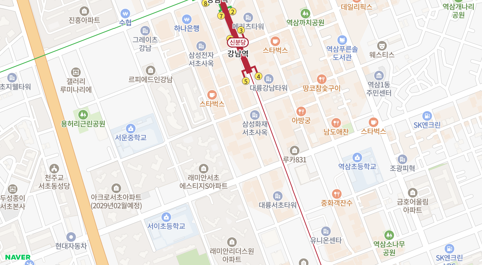 서초동 일대 지도
