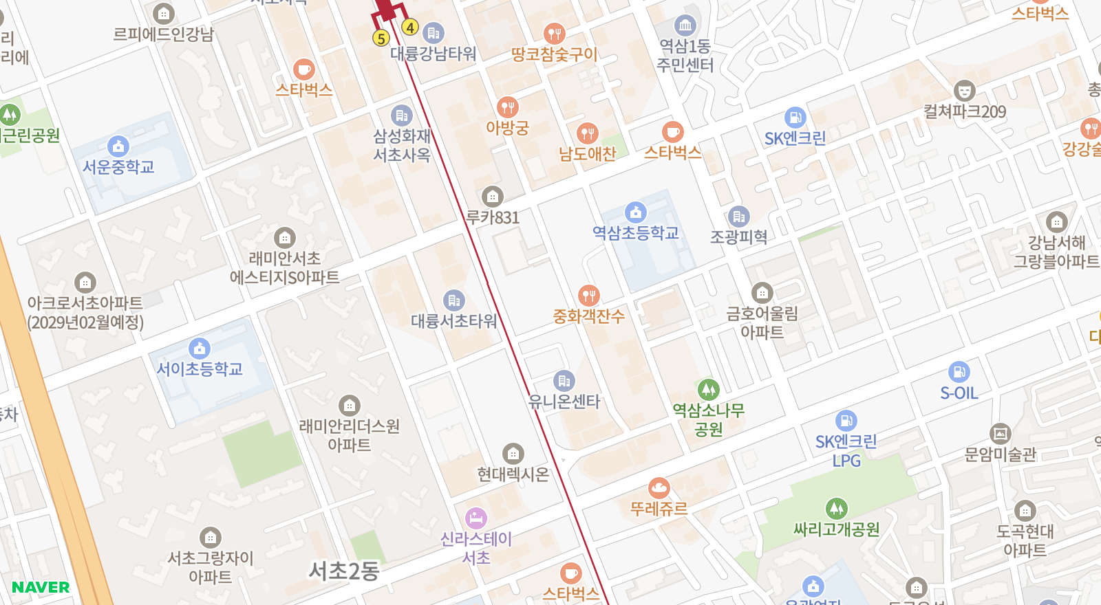 서초동 일대 지도
