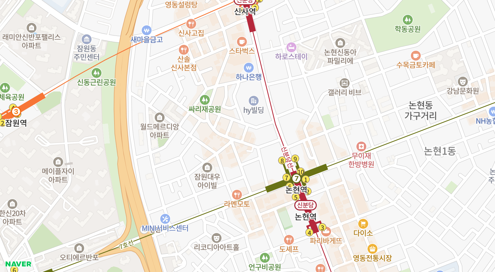 잠원동 일대 지도