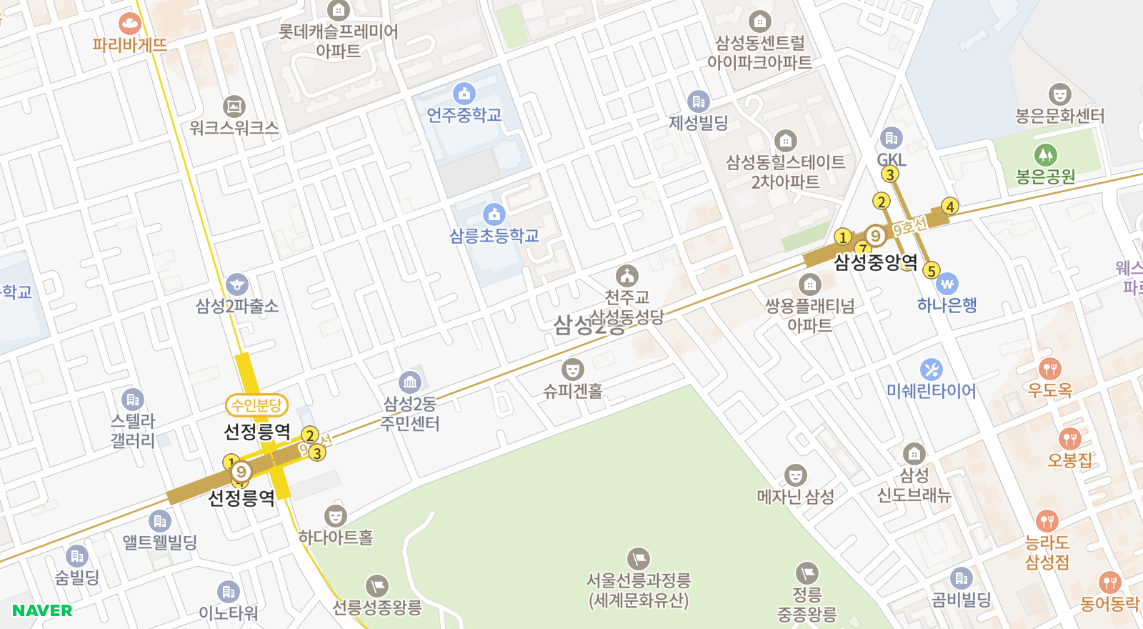 삼성동 일대 지도