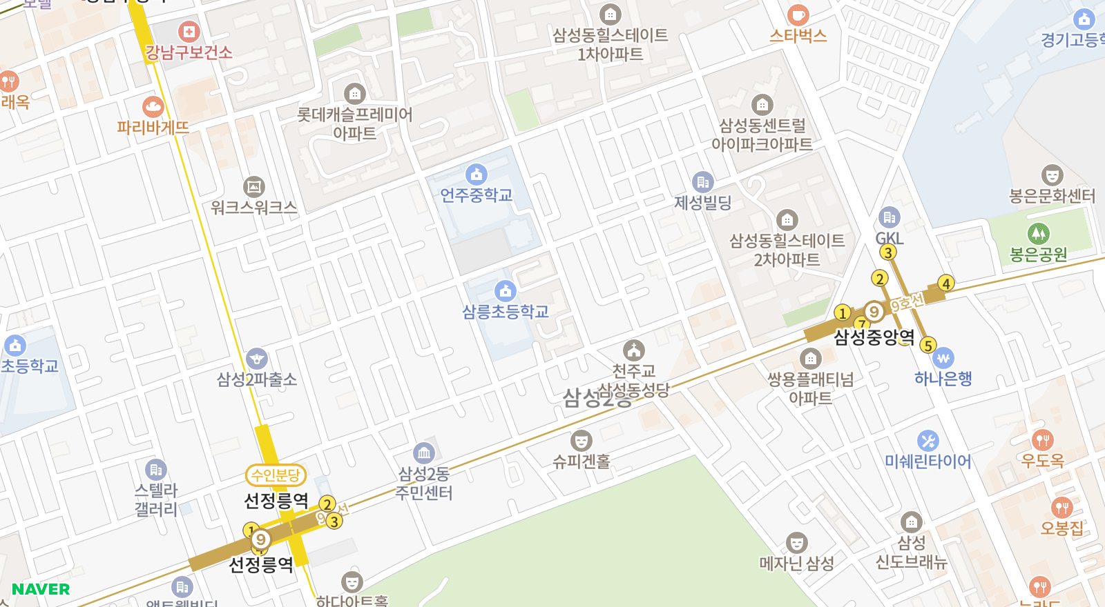 삼성동 일대 지도
