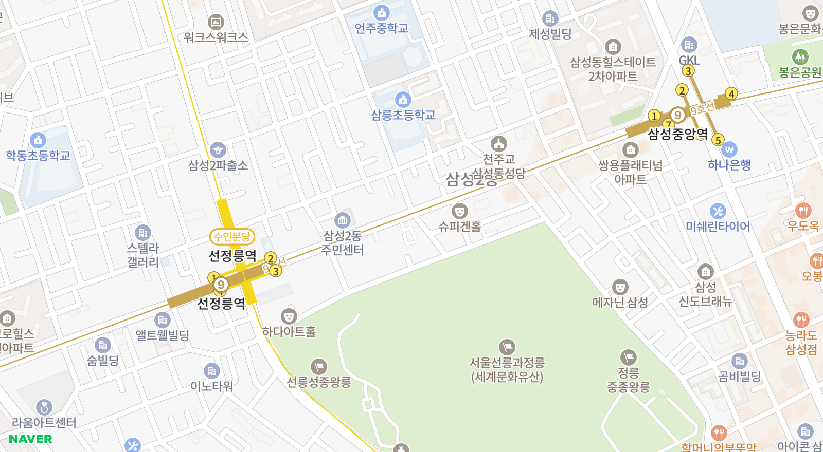 삼성동 일대 지도
