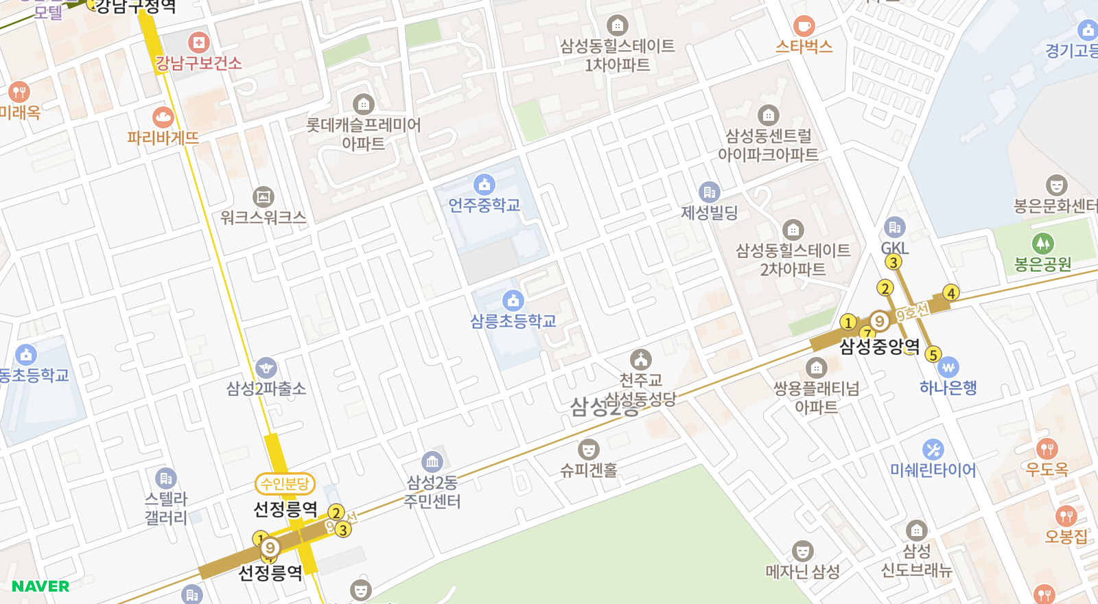 삼성동 일대 지도