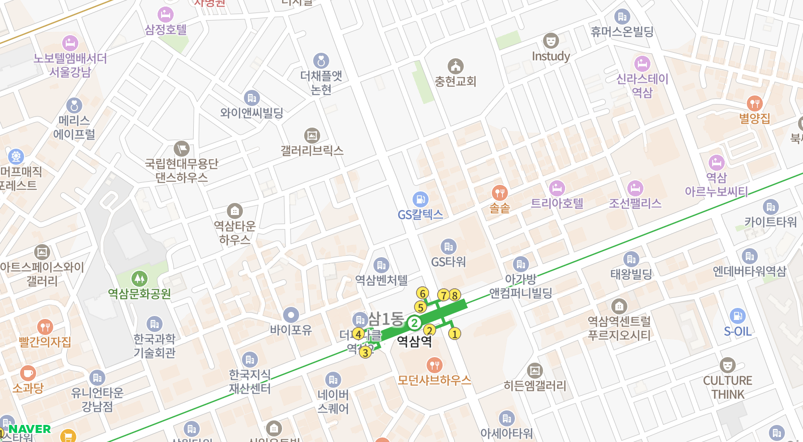 역삼동 일대 지도