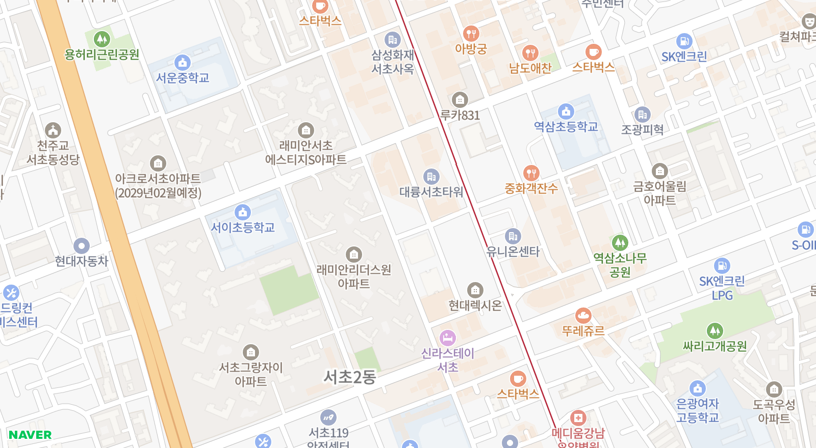 서초동 일대 지도