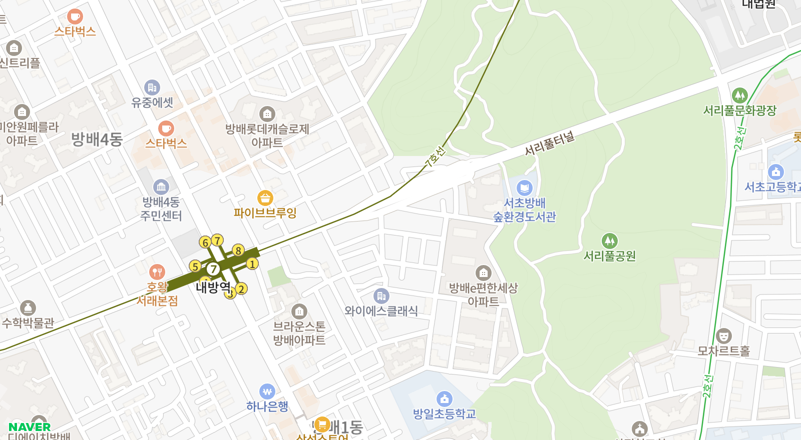 방배동 일대 지도