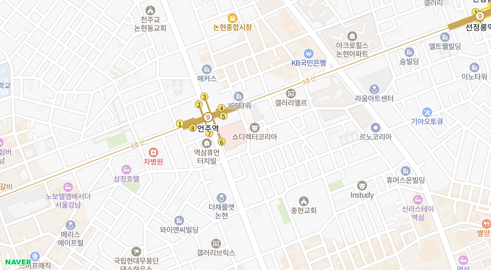 역삼동 일대 지도