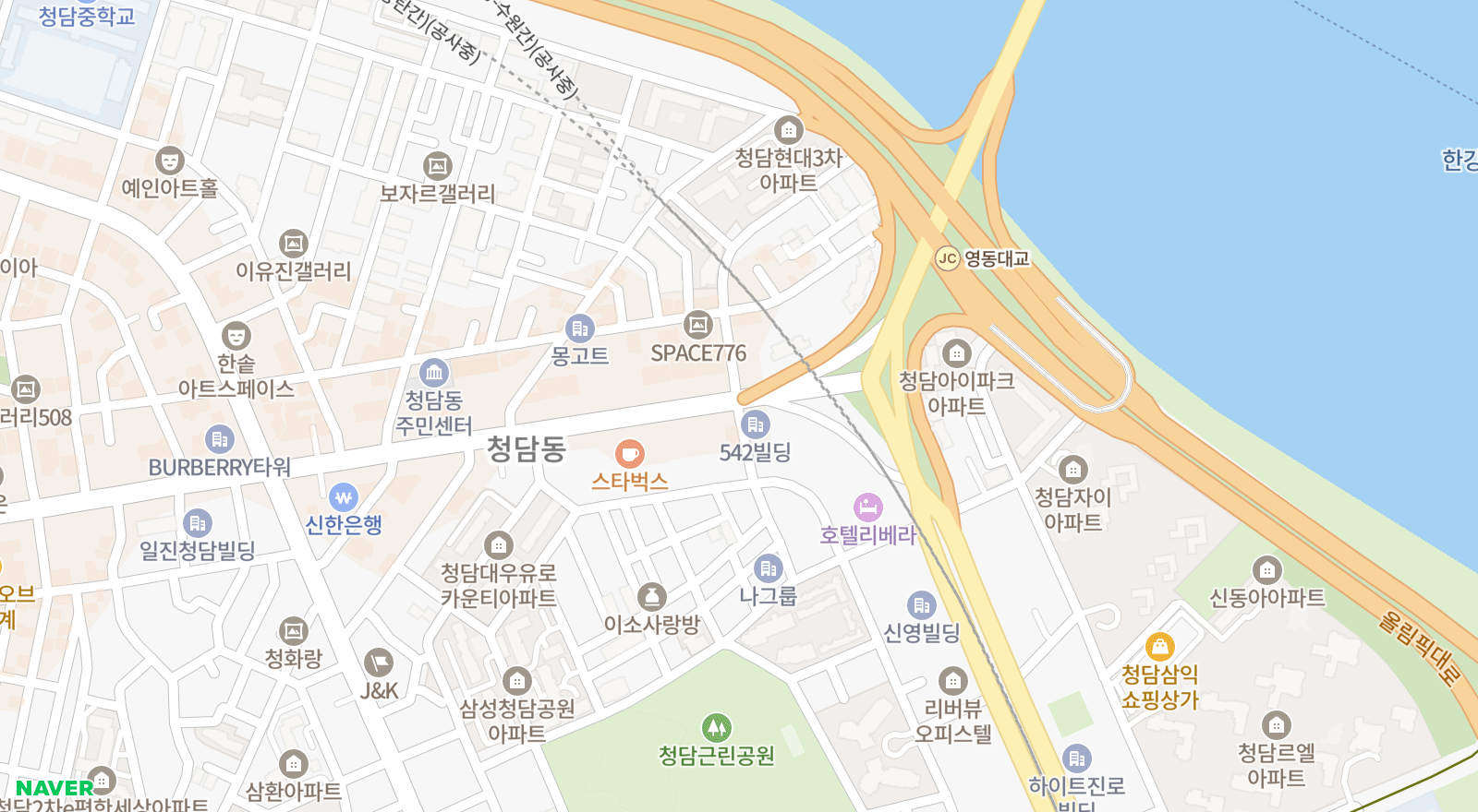 청담동 일대 지도