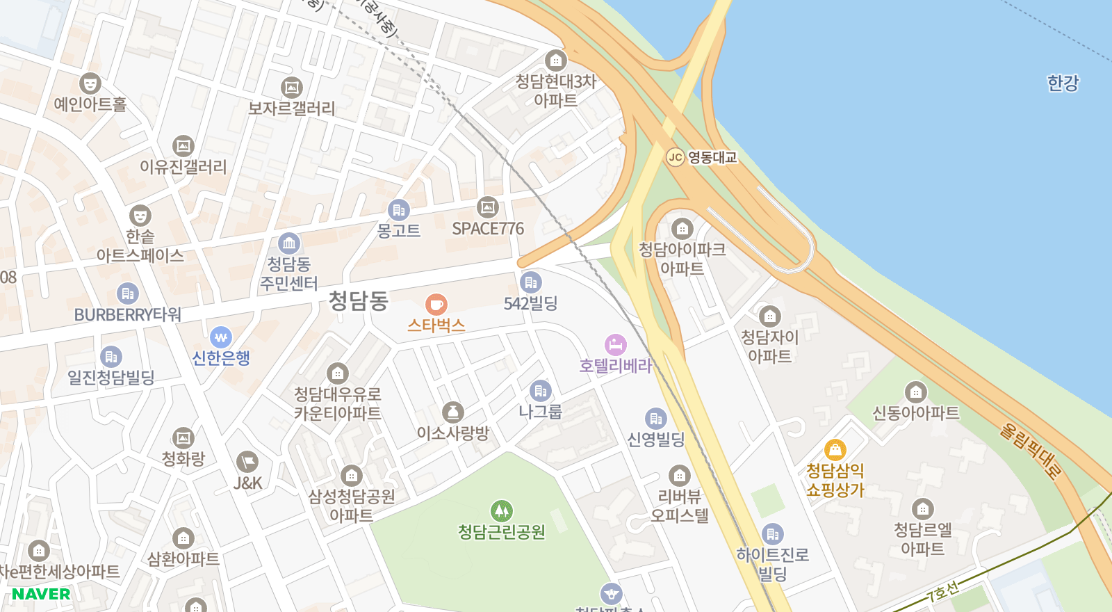 청담동 일대 지도