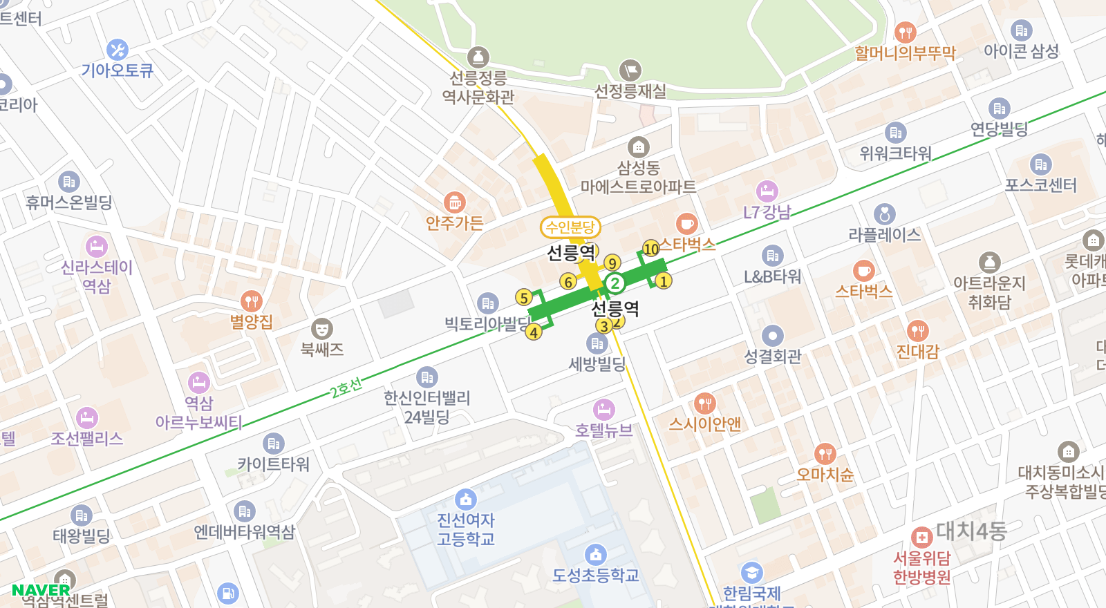 역삼동 일대 지도