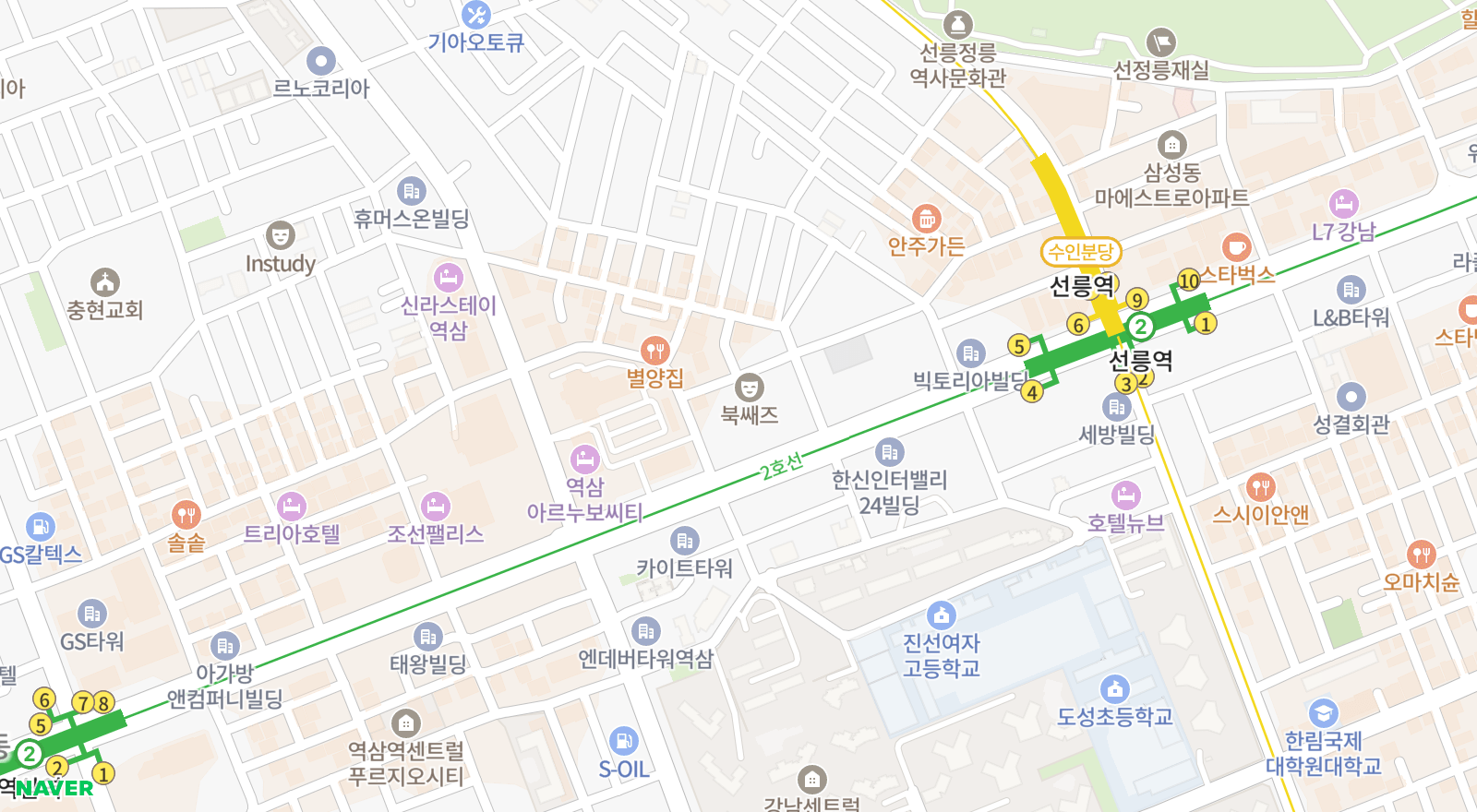 역삼동 일대 지도