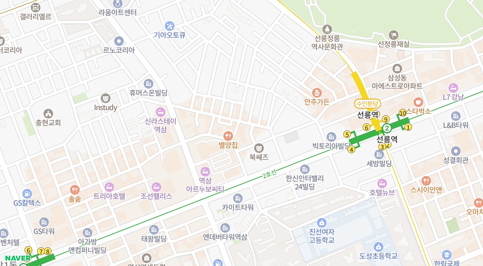 역삼동 일대 지도