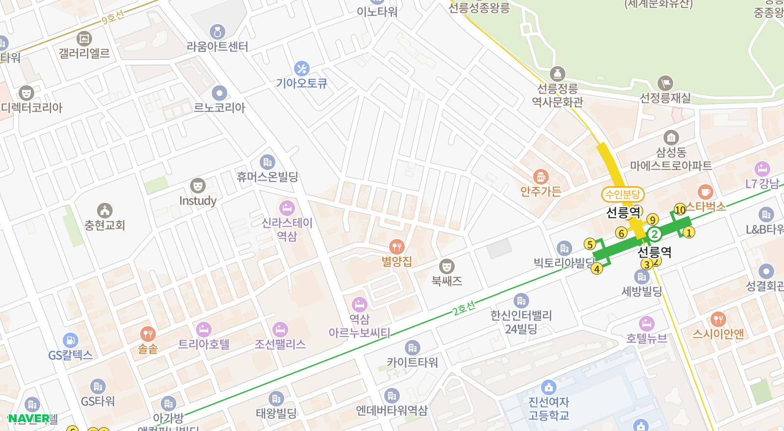 역삼동 일대 지도