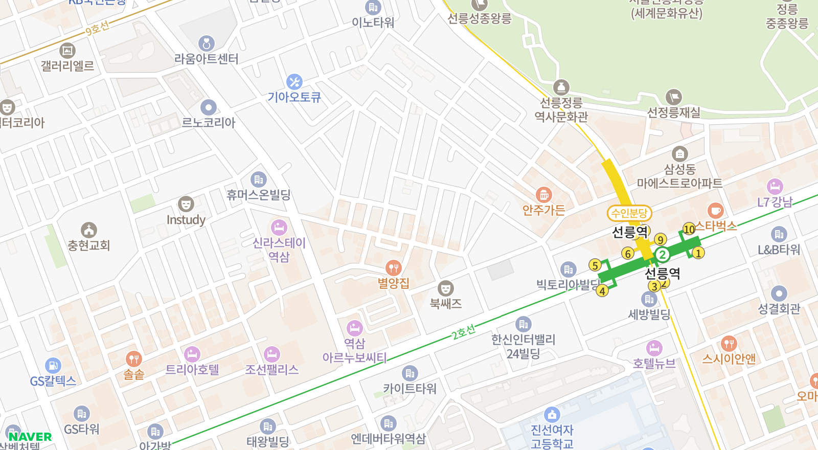 역삼동 일대 지도