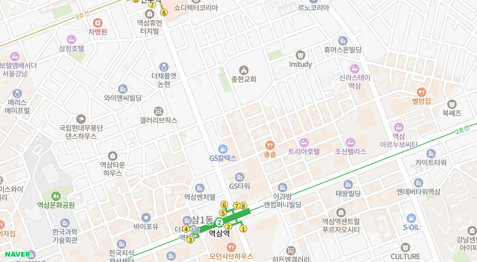 역삼동 일대 지도