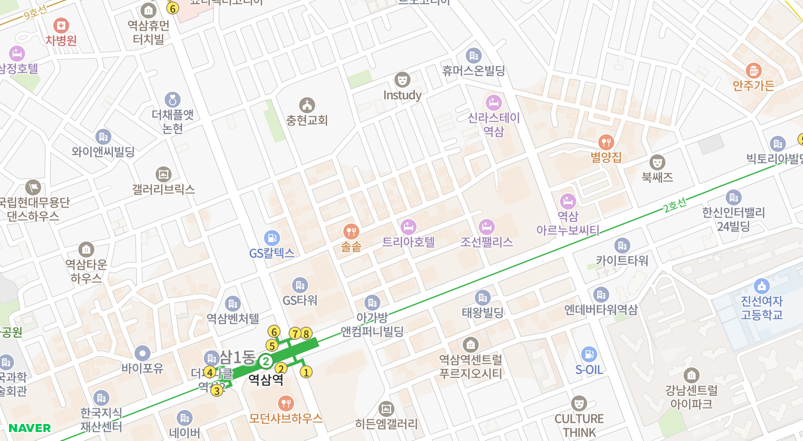 역삼동 일대 지도