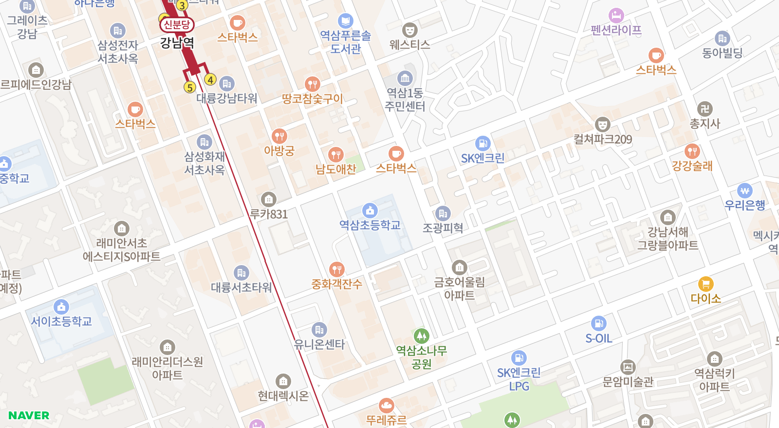 역삼동 일대 지도