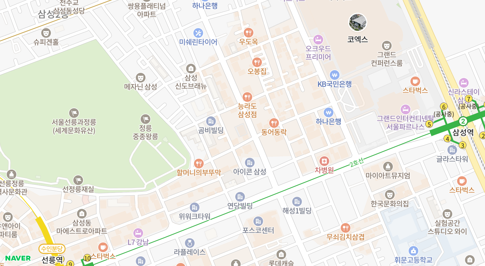 삼성동 일대 지도