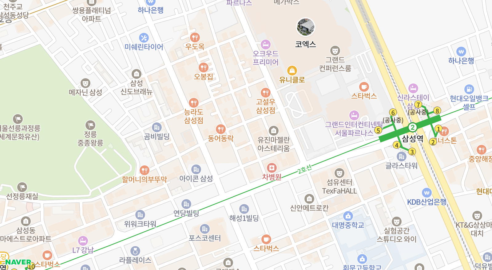 삼성동 일대 지도