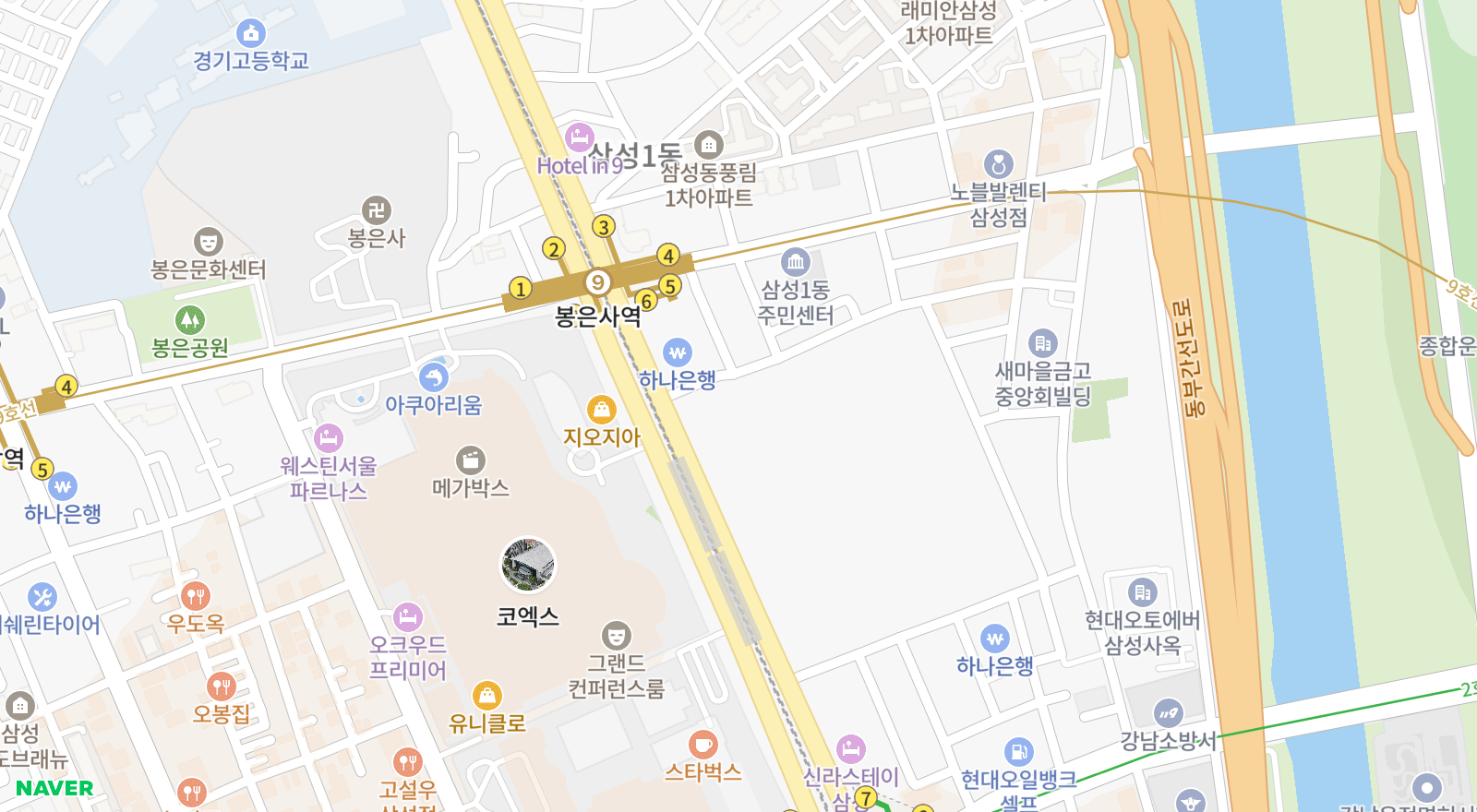삼성동 일대 지도