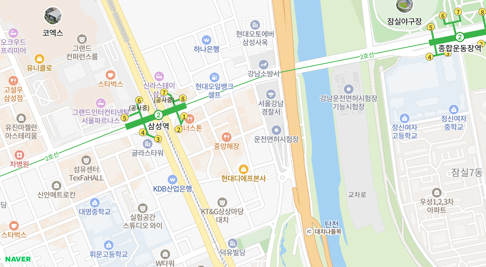 대치동 일대 지도