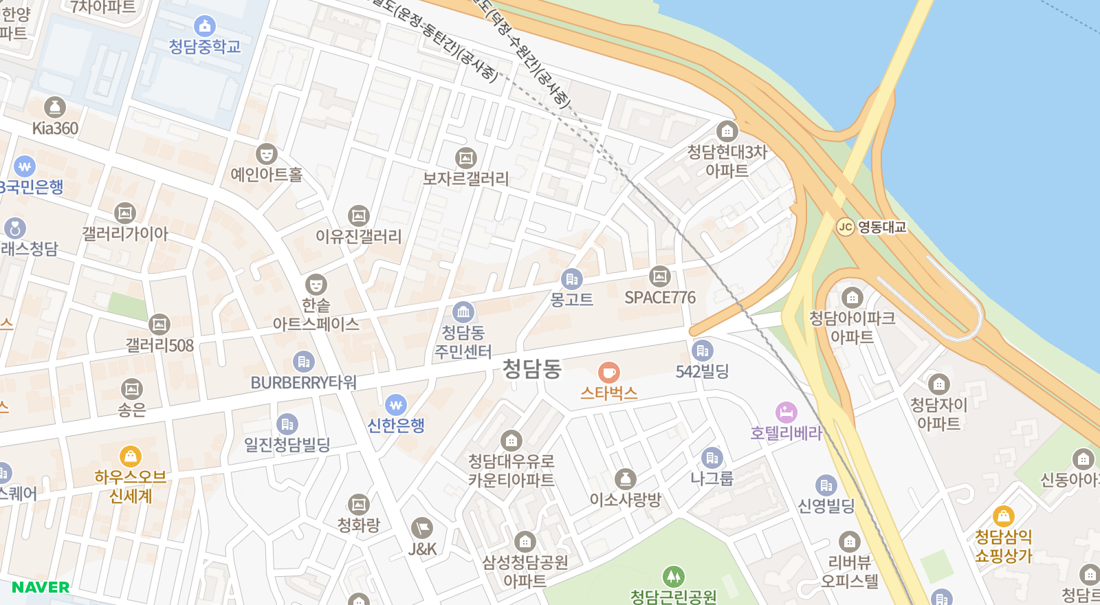 청담동 일대 지도