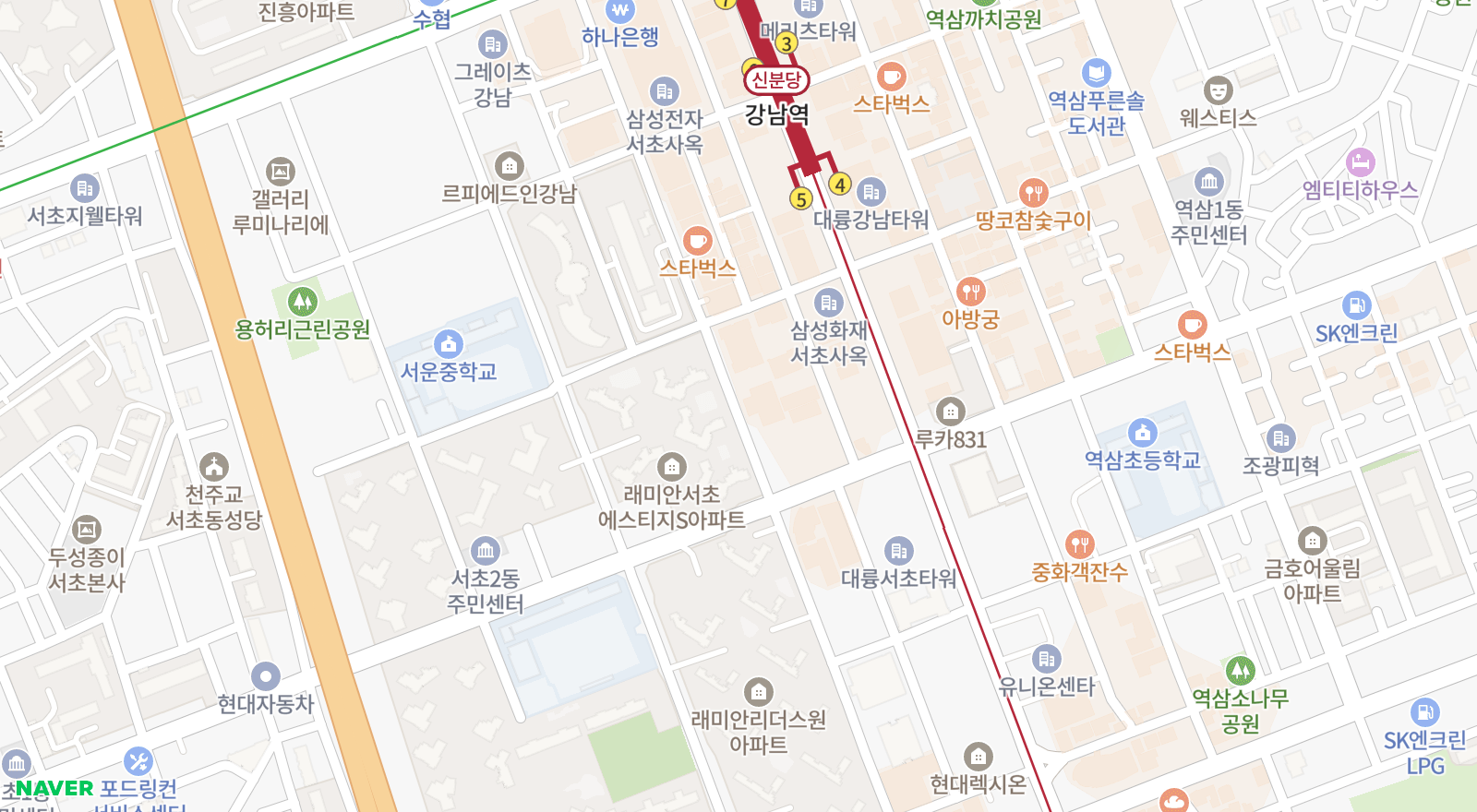 서초동 일대 지도